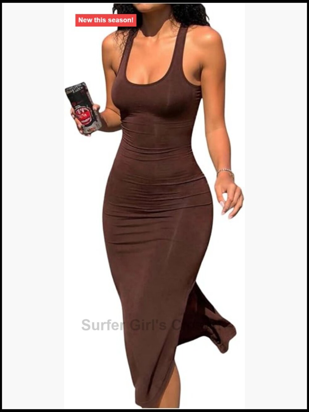 Ruched Backless Midi Dress Sleeveless Bodycon High Slit Formal